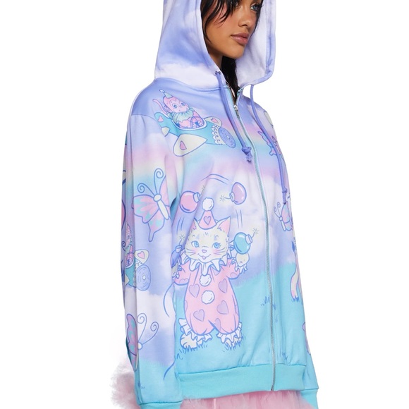 Sugar Thrillz Not So Funhouse Circus Hoodie Pastel Medium Dolls Kill Sh Show Cat - Picture 3 of 16